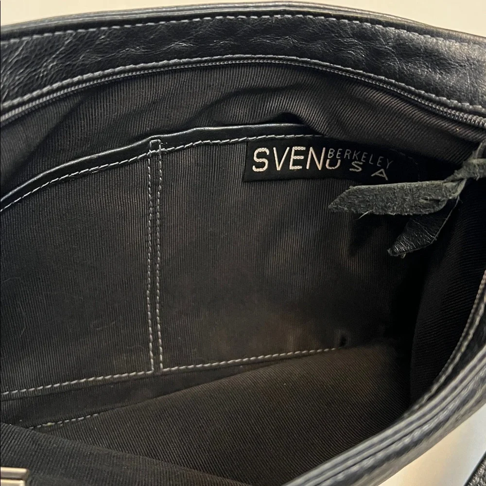 SVEN LEATHER CROSSBODY BAG METALLIC BLACK BERKELEY USA